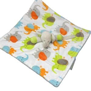 Blankets & Beyond Elephant Lovey Green‎ Orange Baby Security Blanket